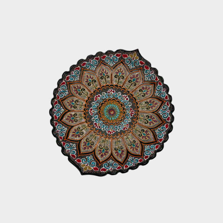 Unique handmade decorative plate from Uzbekistan, 32 cm, drip technique